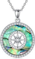 wholesale 925 Sterling Silver Abalone Shell Compass Pendant Necklace for Women's Graduation Gifts-0-0