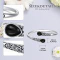 wholesale Sterling Silver Natural Stone Handmade Adjustable Boho Navajo Cuff Bracelet-0-3