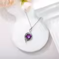 wholesale 925 Sterling Silver Birthstone Dragon Heart Pendant Necklace-0-1