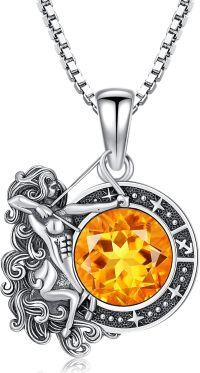 wholesale Metal Stone Zodiac Necklace Constellation Pendant Horoscope Gift for Women-Sagittarius(November)