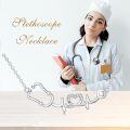 wholesale 925 Sterling Silver Heartbeat Stethoscope & Love Pendant Necklace for Doctors and Nurses-0-5