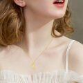 wholesale 925 Sterling Silver Gold Plated Crescent Moon Singing Girl Cz Pendant Necklace-0-3