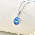 wholesale Sterling Silver Natural Gemstone Diamond Necklace 1 Ct Pear Teardrop Pendant 18+2 Inch Women s Birthday Mother s Day Gift-0-7