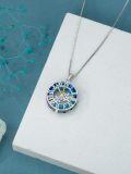 TOUPOP Sterling Silver Blue Crystal Snowflake Clock Pendant Necklace-0-3
