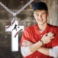 wholesale 925 Sterling Silver Cross with Baseball Design Pendant for Men's Necklaces-0-5