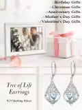 TOUPOP Sterling Silver Birthstone Tree Of Life Earrings-0-6