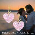 wholesale Gold Pink Glitter Heart Drop Earrings - October Birthstone s for Women-0-5