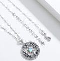 wholesale 925 Sterling Silver Blue Opal Moonstone Celtic Compass Pendant Necklace for Women Girls s-0-1