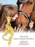 TOUPOP 14k Gold Crystal Horse Heart Pendant Necklace for Women-0-1