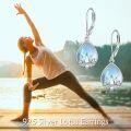 wholesale 925 Sterling Silver Lotus Flower Teardrop Opalite Hypoallergenic Leverback Earrings for Women and Girls-0-2