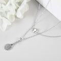 wholesale 925 Sterling Silver Tennis Racket Pendant Necklace with Chain for Women Gifts-0-2