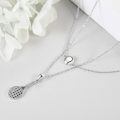 wholesale 925 Sterling Silver Enamel Tennis Ball Racket Pendant Necklace Platinum Plated For Women-0-2
