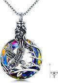 wholesale TOUPOP Toupo Eagle Urn Necklace For Ashes Sterling Silver Eagle Cremation Jewelry For Ashes With Volcano Crystal Memorial Jewelry Gifts For Women Men Gifts -0-0