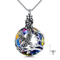 TOUPOP Sterling Silver & Volcano Crystal Eagle Urn Necklace For Ashes Memorial Jewelry-undefined