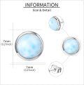 wholesale 925 Silver Lapis Lazuli & Larimar Stud Earrings 7mm Hypoallergenic Gift-0-4
