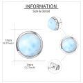 wholesale 925 Sterling Silver Round Blue Larimar Stud Earrings For Women-0-4