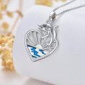 wholesale 925 Sterling Silver Dolphin Heart Pendant Necklace with Blue Enamel and CZs - Beach s for Women & Girls-0-3