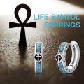 wholesale Viking/celtic/cross/ankh Hoop Earrings For Men Women 925 Sterling Silver Turquoise Hoop Earrings Norse Viking Jewelry Christmas Gifts For Men Women Friend -0-5