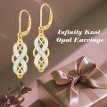 TOUPOP Sterling Silver Opal Celtic Knot Dangle Earrings Irish Jewelry Christmas Gifts-0-2