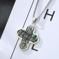 wholesale 925 Sterling Silver Cross with Turquoise and Religious Figures Pendant Necklace for Men Women-0-5