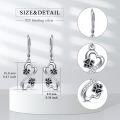 wholesale 925 Sterling Silver Paw Print Heart Dangle Drop Earrings for Women Girls Pet Lover Gift Jewelry Accessories 4cm Length-0-2