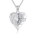 wholesale 925 Sterling Silver Angel Wing Heart Pendant Necklace - Sister's Love Gift for Women & Girls-0-0