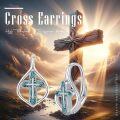 wholesale 925 Sterling Silver Turquoise Stone Cross Winged Studs for Women Men Minimalist Fine  48x36mm-0-5