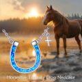 wholesale 925 Sterling Silver Blue Opal Horse Shoe Cross Pendant Necklace for Women-0-5