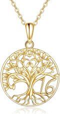wholesale 14K Gold & Cubic Zirconia Tree of Life Necklace for Women, 16 Adjustable Chain, Milestone Birthday Gift-0-0