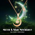 wholesale 925 Sterling Silver Plated Rose Gold Sun and Moon Necklace with Crystal Accents for Women-0-2