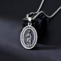 wholesale 925 Sterling Silver Oval Pendant Saint Jude Protect Us Religious Jewelry for Women Men Catholic Gift 43mm x 68mm -0-1