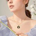 wholesale 925 Sterling Silver Gold Plated Round Black Onyx Phoenix Pendant Necklace-0-1