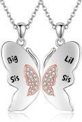 wholesale 925 Sterling Silver Butterfly Wing Necklace Set for Big Sis & Lil Sis - Matching Pendant -0-0