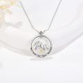 wholesale 925 Sterling Silver Round Pendant with Mountain and Gold Dot Design - Christian Jewelry for Women-0-2