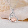 wholesale 925 Sterling Silver Heart-Shaped Pig Pendant Necklace with Cubic Zirconia Stones - Gifts for Her Him-0-2