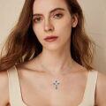 wholesale 925 Sterling Silver Sunflower Cross Necklace for Women Men Catholic Religious s 47cm Chain Length-0-4