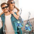 wholesale 925 Sterling Silver Butterfly & Flower Abalone Shell Drop Earrings with Leverbacks-0-1