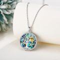 wholesale 925 Sterling Silver Tree of Life Owl Pendant Necklace with Abalone Shell and Cubic Zirconia Gifts for Women-0-2