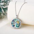 wholesale 925 Sterling Silver Tree of Life Owl Pendant Necklace with Abalone Shell and Cubic Zirconia Gifts for Women-0-2