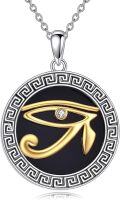 wholesale 925 Sterling Silver Black Onyx Gold Plated Eye Of Horus Pendant Necklace for Women's Gifts-0-0