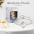 wholesale TOUPOP Rose Heart Bracelet For Women Sterling Silver Butterfly Initial P Letter Link Bracelet Anniversary Birthday Christmas Jewelry Gifts For Her Wife Girlfriend, Large -0-2