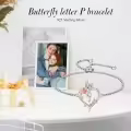 TOUPOP Sterling Silver Rose Heart Butterfly Initial P Letter Link Bracelet Jewelry Gifts-0-2