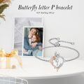 TOUPOP Sterling Silver Rose Heart Butterfly Initial P Letter Link Bracelet Jewelry Gifts-0-2