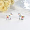 wholesale 925 Sterling Silver Colorful Alpaca Stud Earrings Gift for Women Girls Mother's Day Jewelry Accessories-0-3