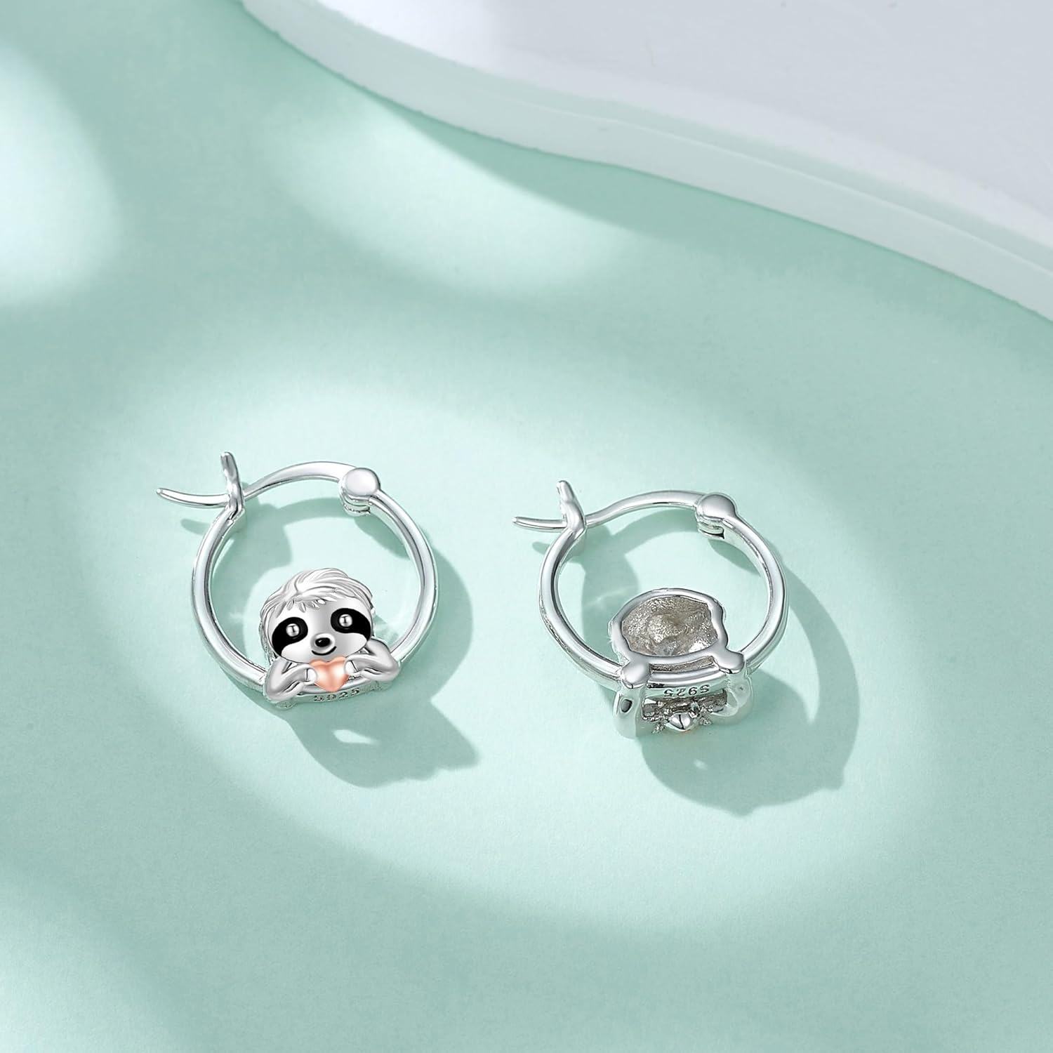Sterling Silver Animal Hoop Earrings Duck Cow Pig Dog Yorkie Otter Hypoallergenic Cute Gifts for Women-0-2