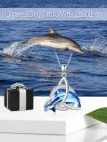 wholesale 925 Sterling Silver Blue Crystal Dolphin Pendant Necklace s for Women Girls Mom Girlfriend-0-5