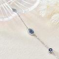 wholesale 925 Sterling Silver Blue Evil Eye Charm Anklet with Chain and Clasp-0-3