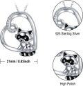 wholesale 925 Sterling Silver Heart-Shaped Black and White Raccoon Pendant Necklace with Natural Moss Agate Stone-0-5