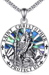 wholesale 925 Sterling Silver St Christopher Protect Us Cross Medal Charm Pendant Necklace for Men & Women-St Christopher