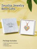 wholesale 925 Sterling Silver Blue Yellow Heart Wing Pendant Necklace With Cz Crystals-0-3